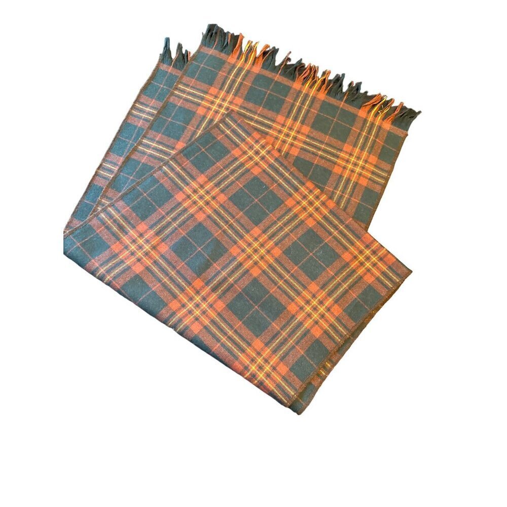 Plaid Wool Tartan Scarf With Fringes